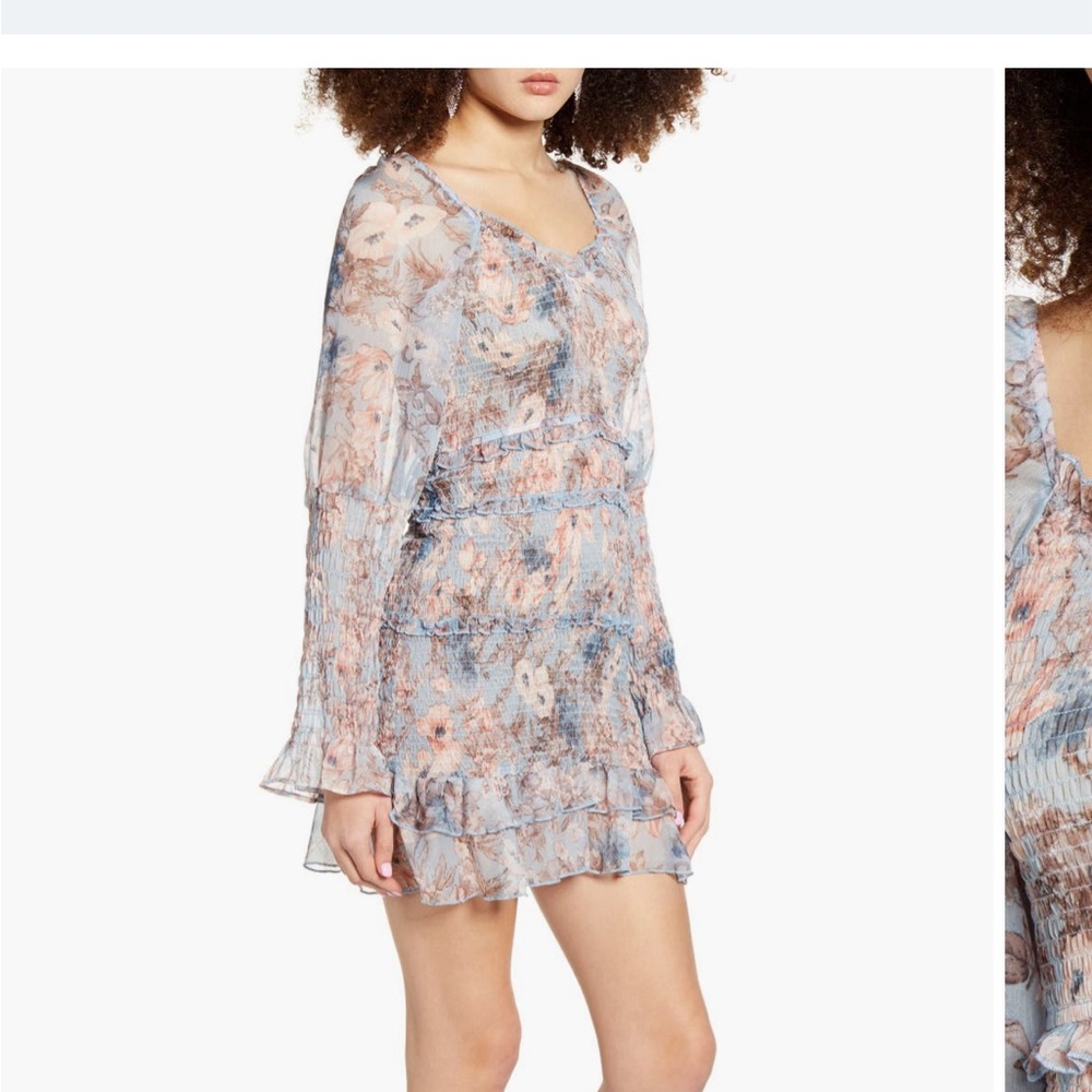 NORDSTROM Sndys Floral Print Long Sleeve Minidress Size Small